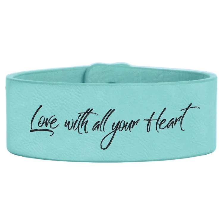 9 1/2" x 1" Teal Leatherette Cuff Bracelet 1