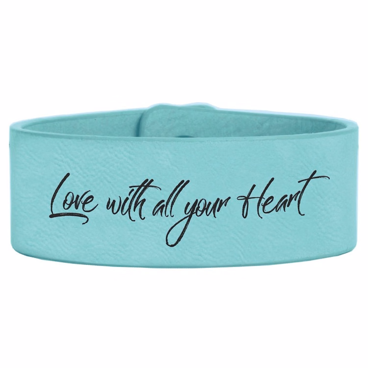 9 1/2" x 1" Teal Leatherette Cuff Bracelet