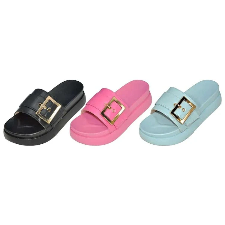 Buckle Platform Slides - Assorted 1