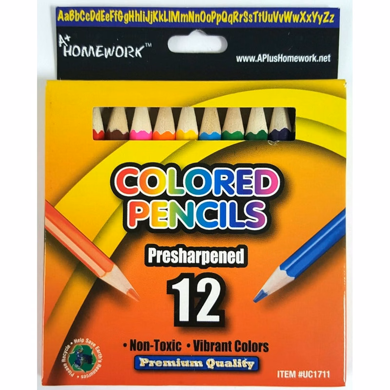 Mini Colored Pencils - 12 Pack Pre-Sharpened