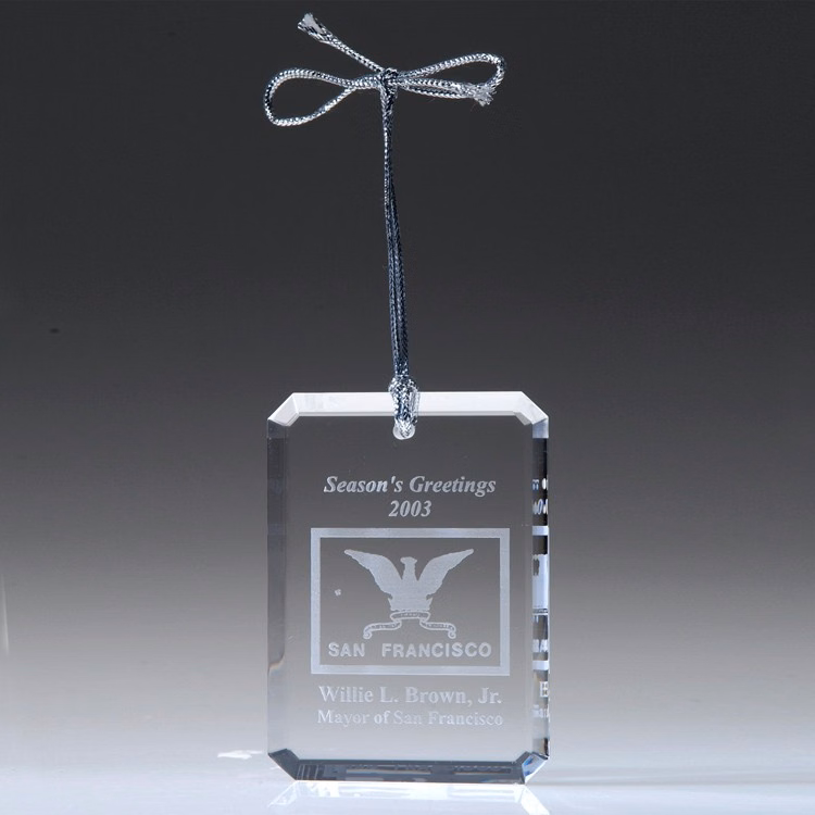 Rectangular Optic Crystal Ornament