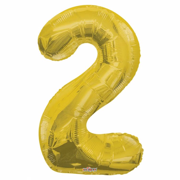 Mylar Number 2 Balloons - Gold 34"