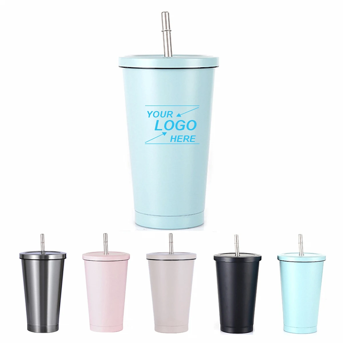 25oz Insulated Stainless Steel Tumbler with Straw 1