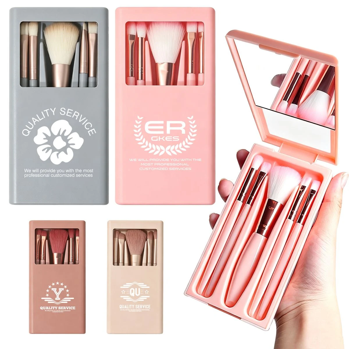 Soft Hair 4pcs Makeup Brushes (Mirror Box Style) 1