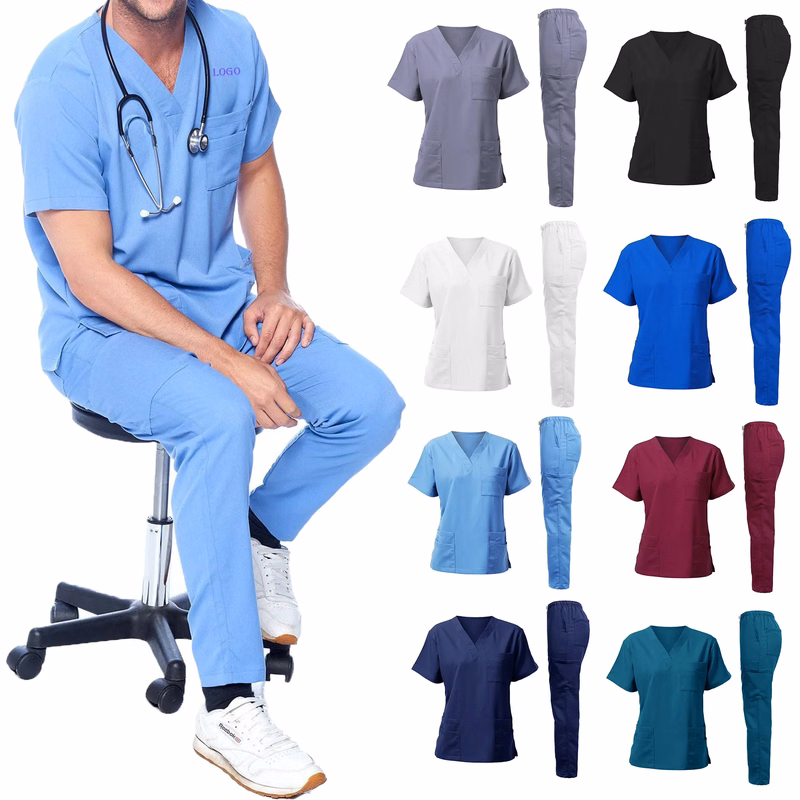 MOQ 10 Medical Scrub Set Nurse Doctor Workwear Top and Pants