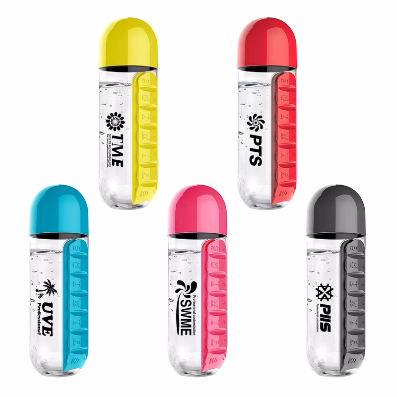 7 Day Pill Box Organizer Water Bottle