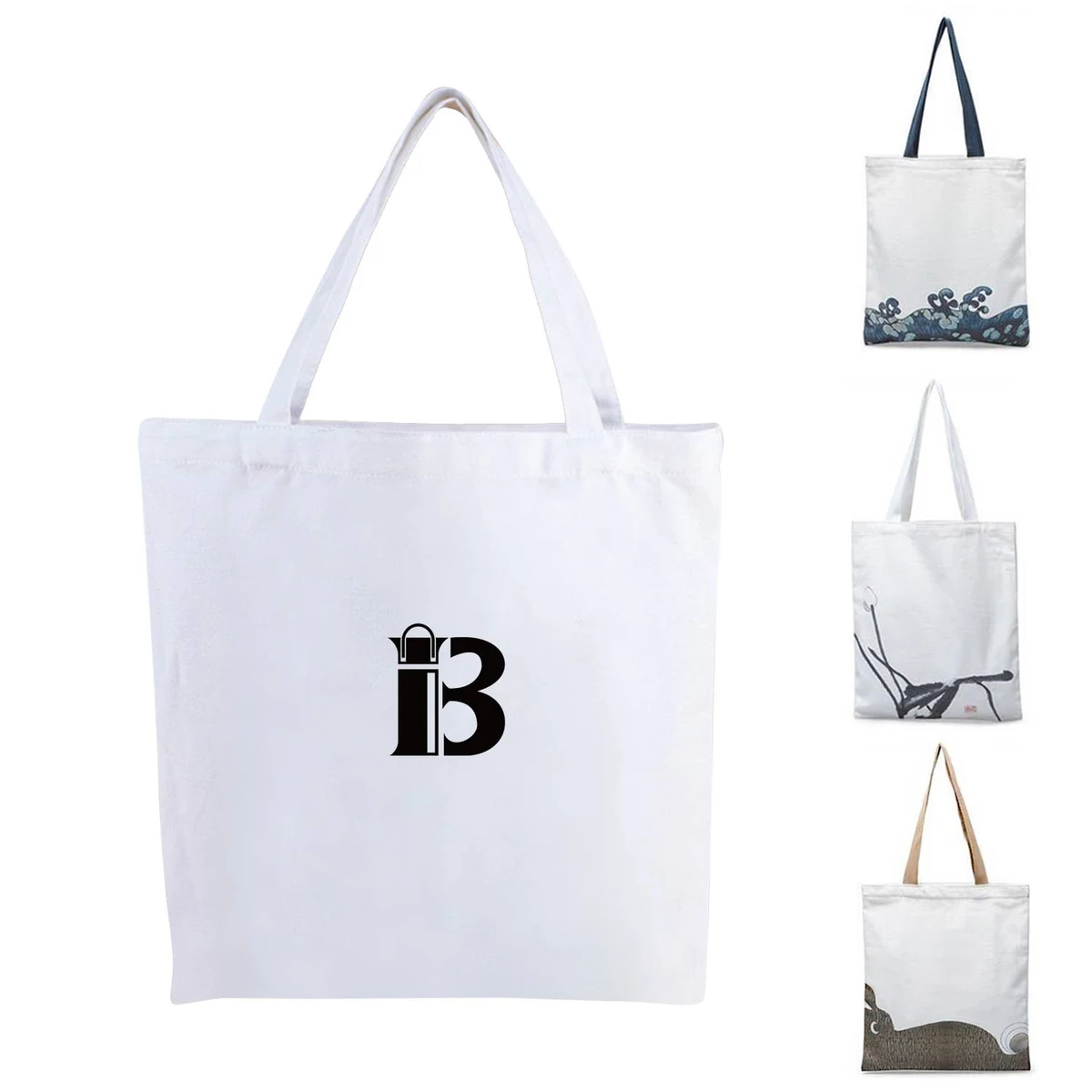 Customized portable canvas tote bag, custom tote bag with logo imprint 1