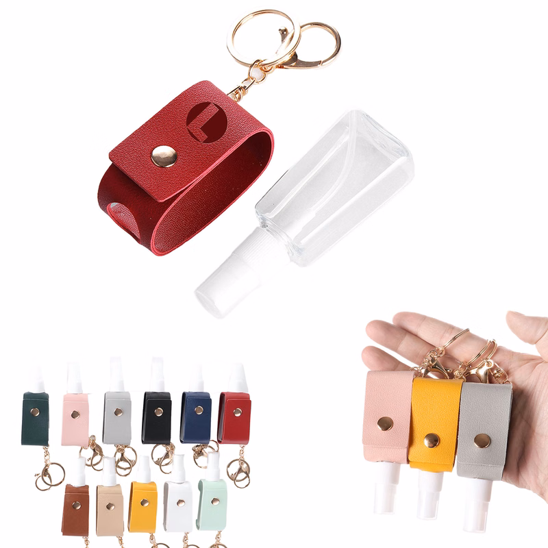 Premium Leather Keychain with Spray Bottle