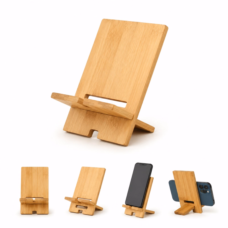 Adjustable Bamboo Stand For Phones Tablets