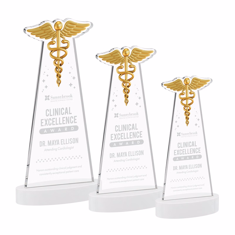 Caduceus Award on Alberton Base - White