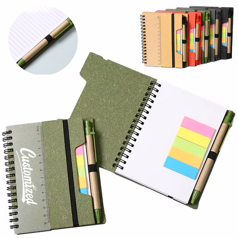 Notebook with Pen Set Sticky Notes Combo