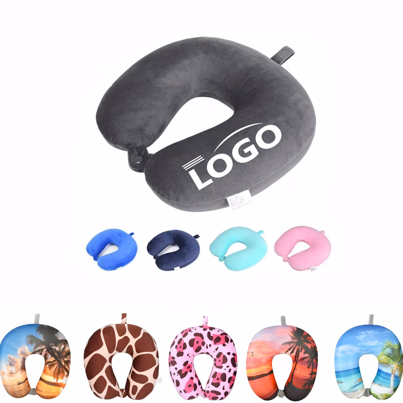 Premium Velvet Airplane Travel Head Rest Neck Holder Pillow