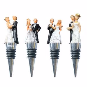 Elegant 4 Piece Wedding Couples Wine Stopper Set