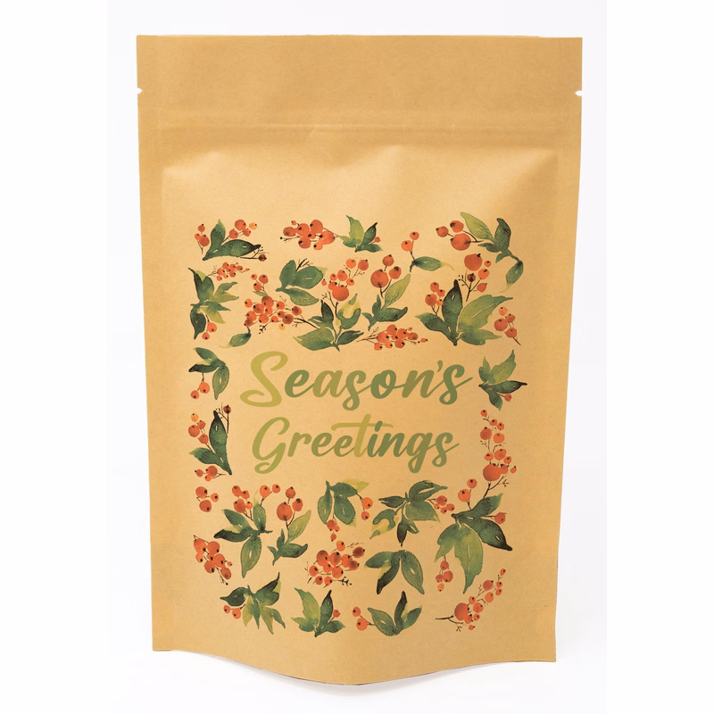 Holly Predesigned Kraft Barrier Pouch (6"W x 9"H x 3"D)