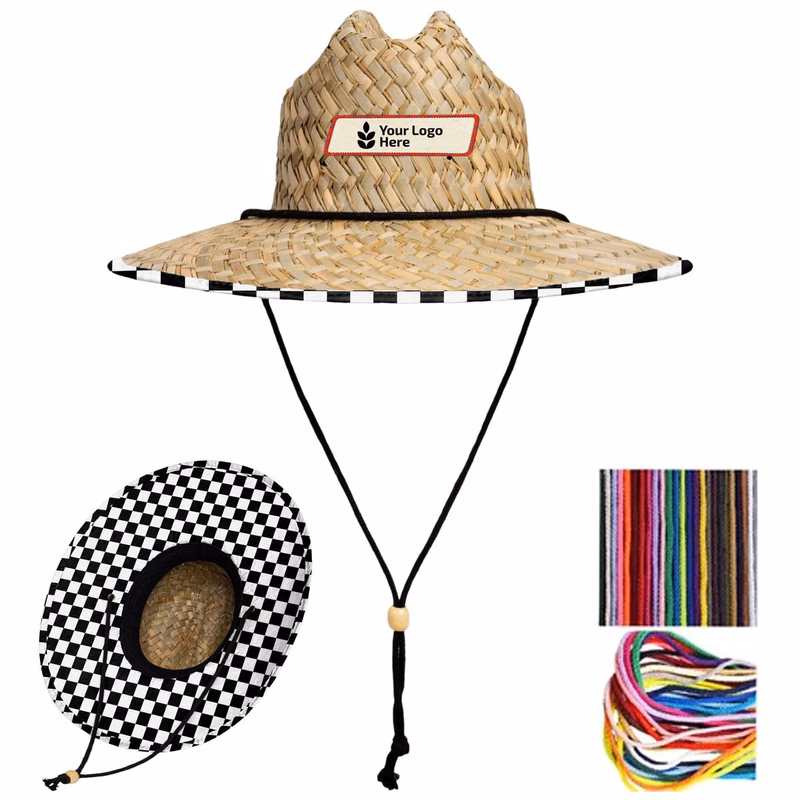 Adjustable Chin Strap Straw Lifeguard Hat