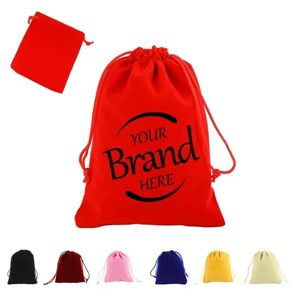 Custom 3.94" x 4.72" Velvet Drawstring Gift Pouch with Closure — Event Giveaway Packaging 1