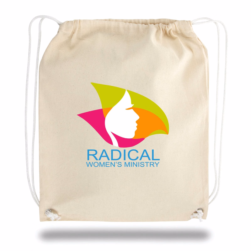 Natural Cotton Canvas Drawstring Backpack (15"x18")