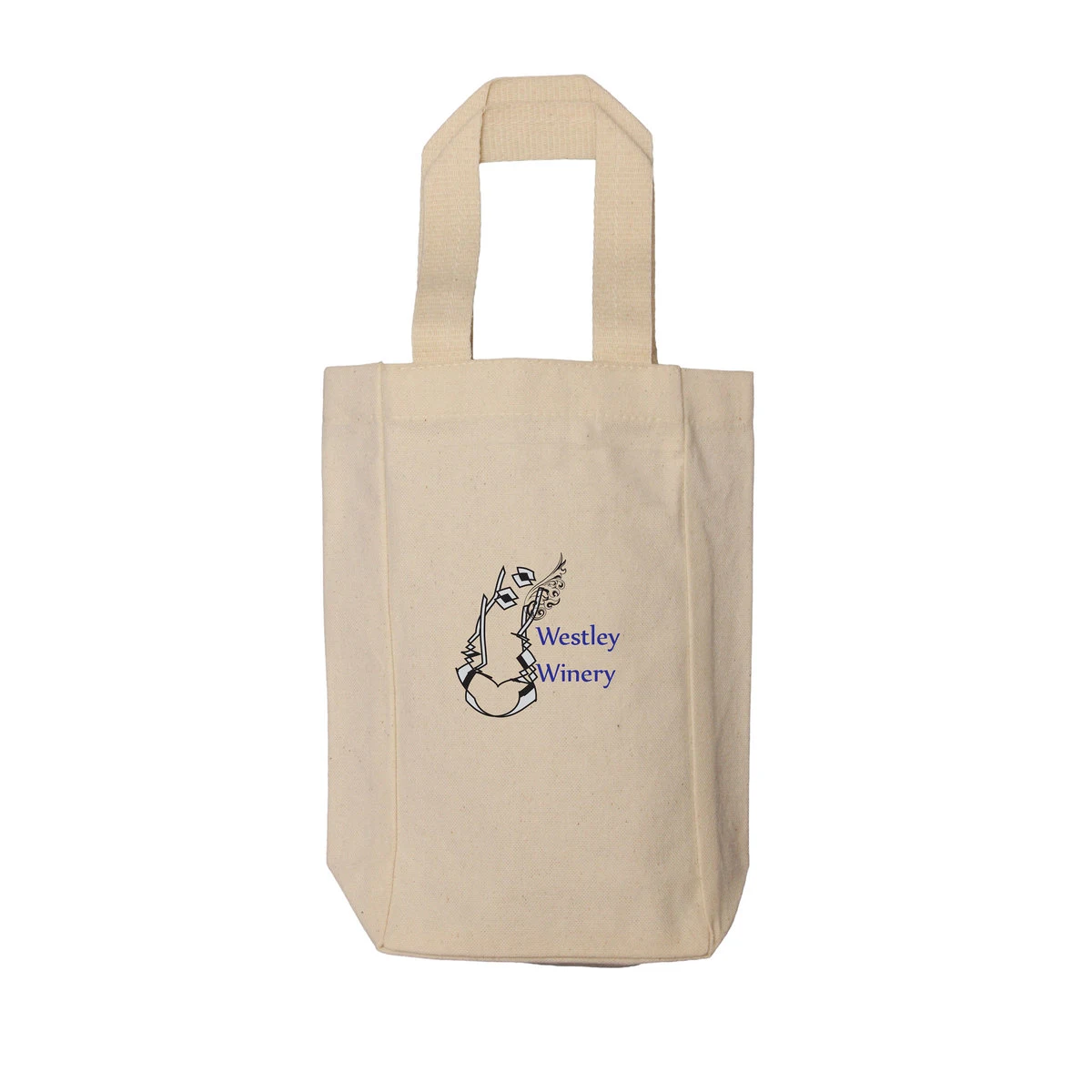12 Oz. Canvas Double Bottle Wine Tote (5.5" x 10.5" x 3") 1