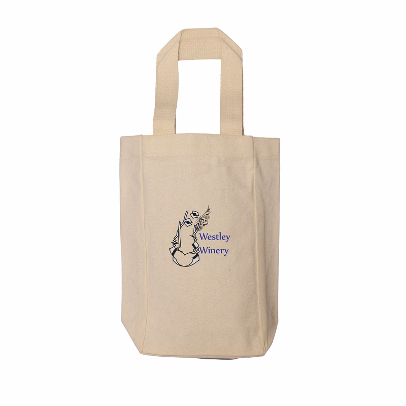 12 Oz. Canvas Double Bottle Wine Tote (5.5" x 10.5" x 3")