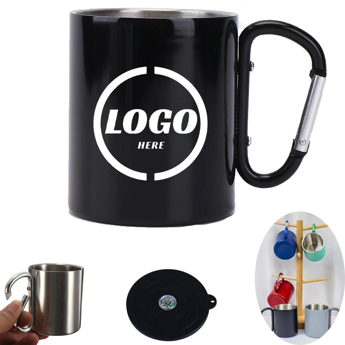 7.5oz Outdoor Cup Camping Mug With Mountaineering Buckle MOQ 1