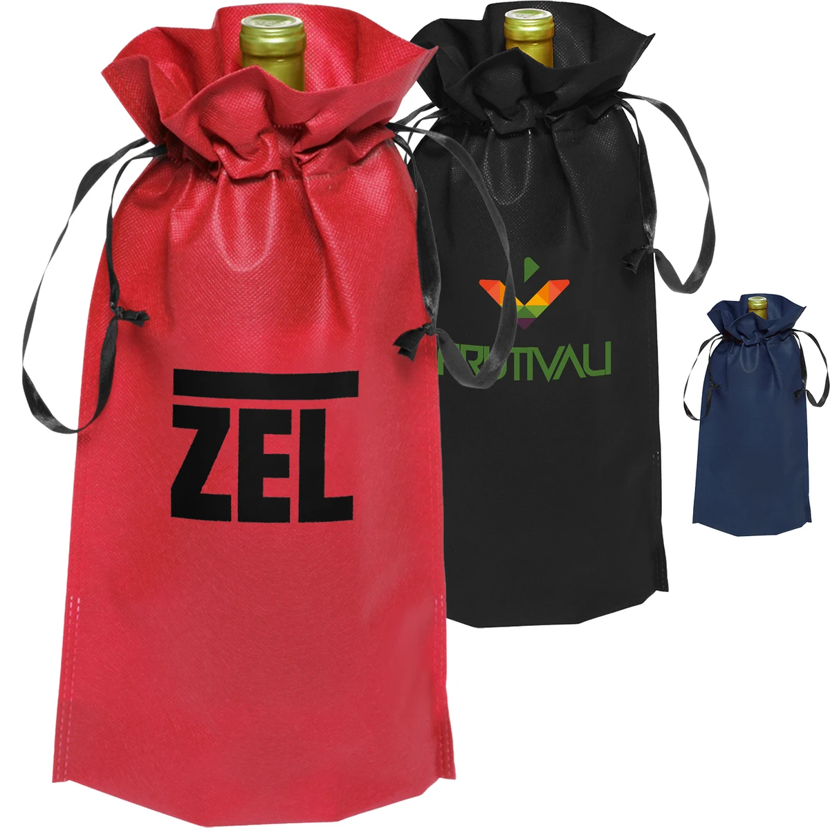 Non-Woven Bottle Drawstring Bags w/ Custom Imprint 1