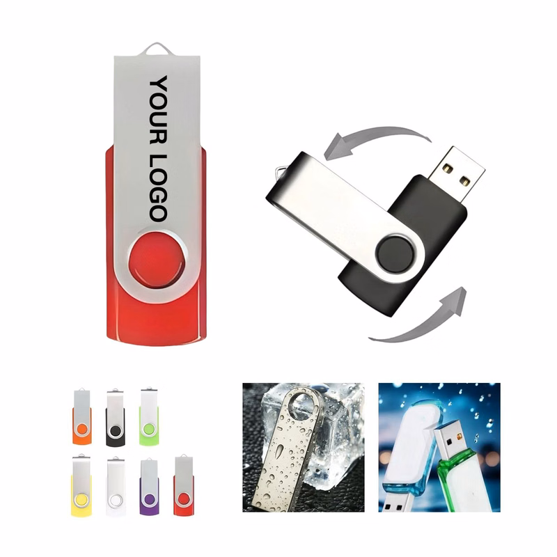 Stainless Steel USB Drive with Swivel Cover