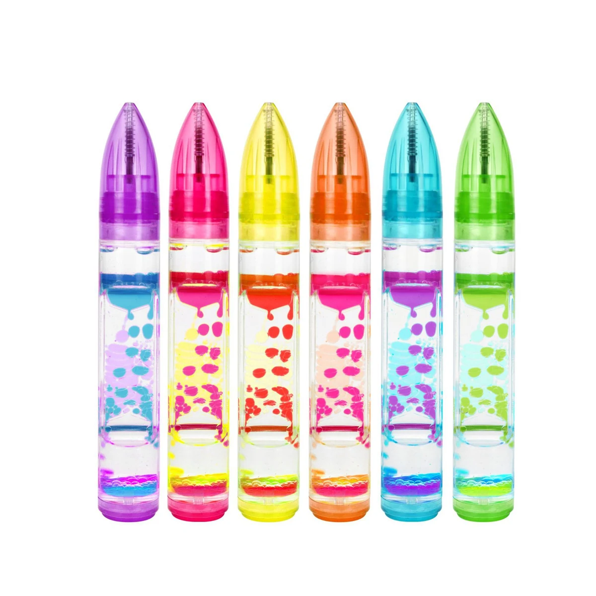 Multicolor Hourglass Oil Drop Stress Relief Writing Toy Pen 1