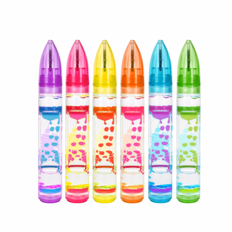 Multicolor Hourglass Oil Drop Stress Relief Writing Toy Pen