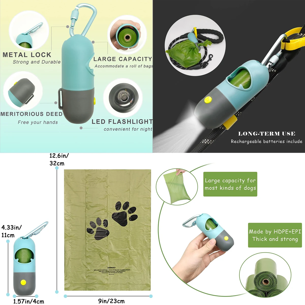 Hands-Free Dog Poop Bag Holder for Leash 1