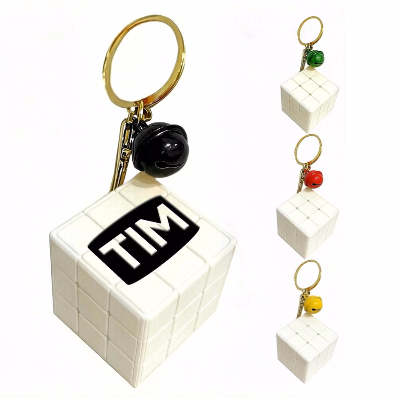 Custom Puzzle Cube Bell Keychain