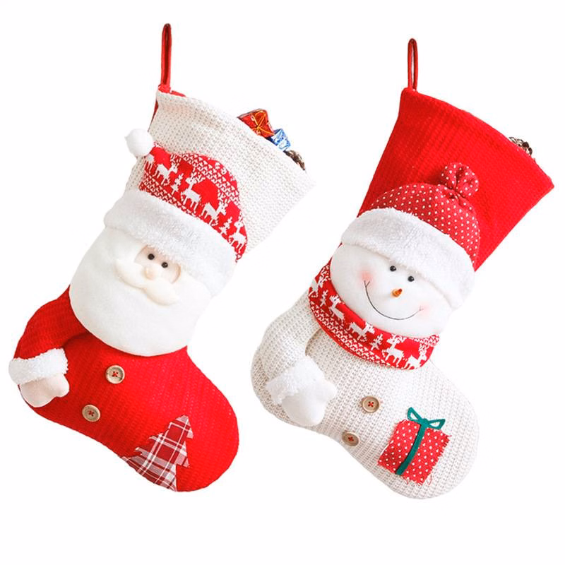 Christmas Stockings Santa Snowman Dress Up Candy Bag
