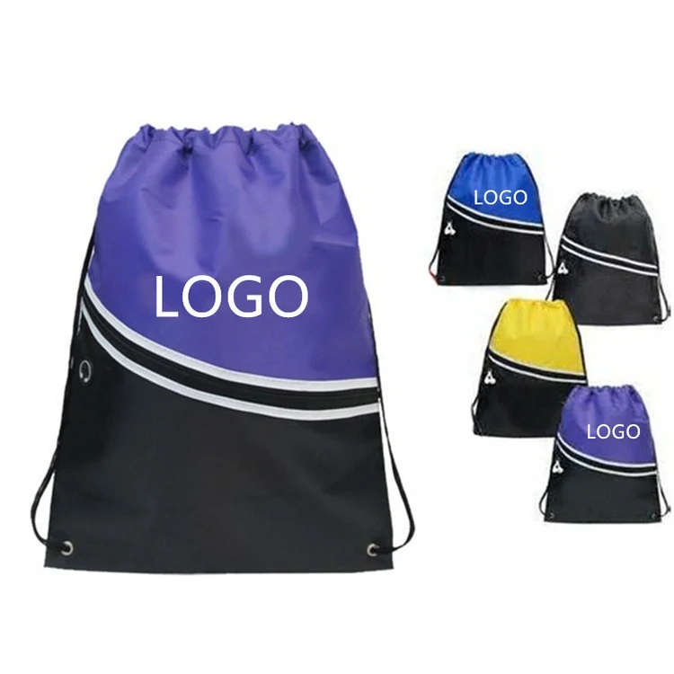 Custom Drawstring Bags with Front Zipper Pocket 1