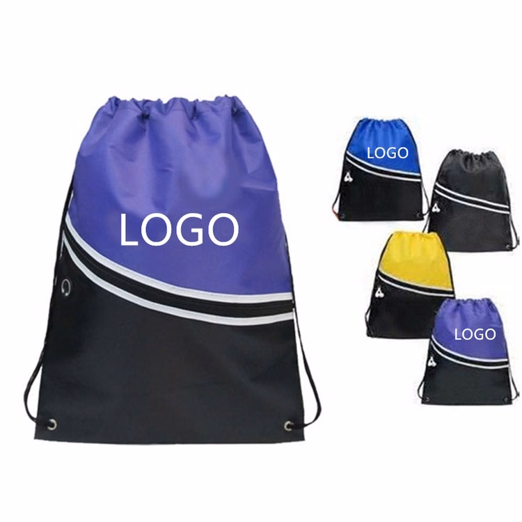 Custom Drawstring Bags with Front Zipper Pocket