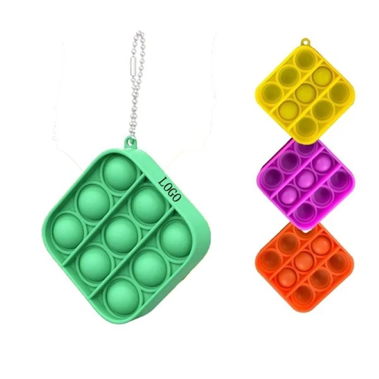 Square Push Pop Bubble Toy Keychain 1