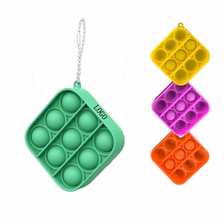 Square Push Pop Bubble Toy Keychain