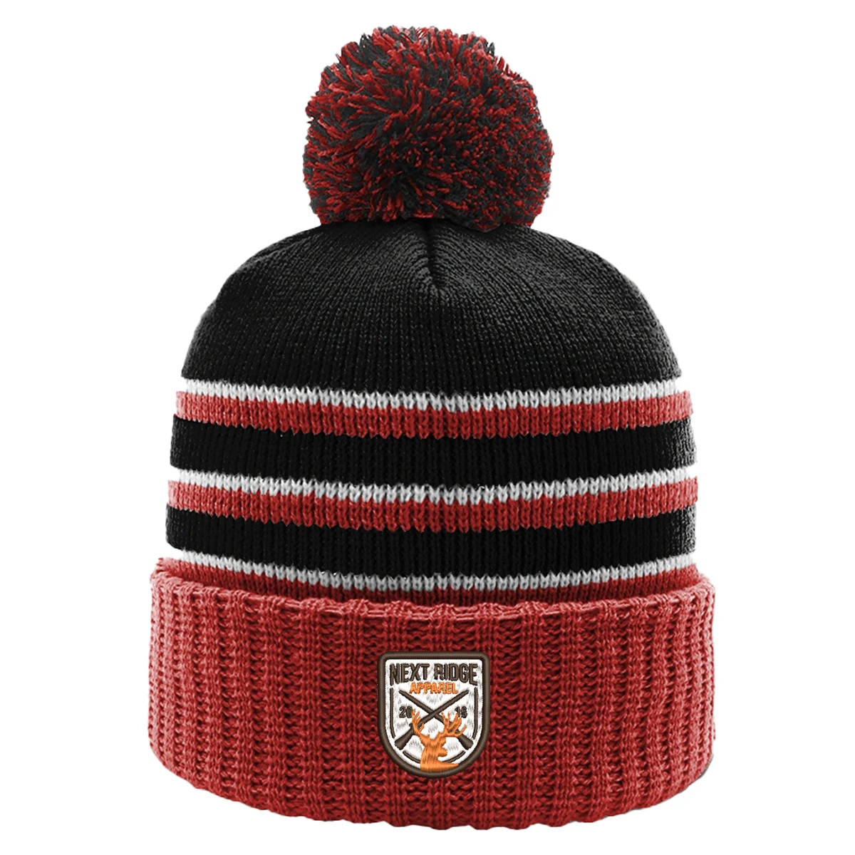 Richardson 134 Striped Cuffed Beanie with Pom 1