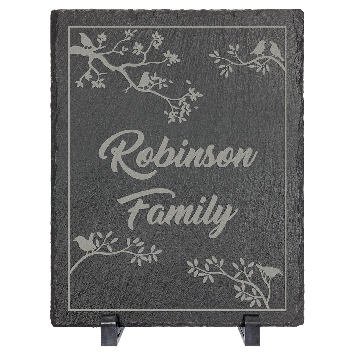 10" x 8" Charcoal Gray Rectangle Slate Decor with Plastic Feet 1