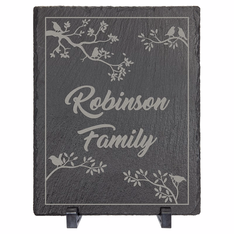 10" x 8" Charcoal Gray Rectangle Slate Decor with Plastic Feet
