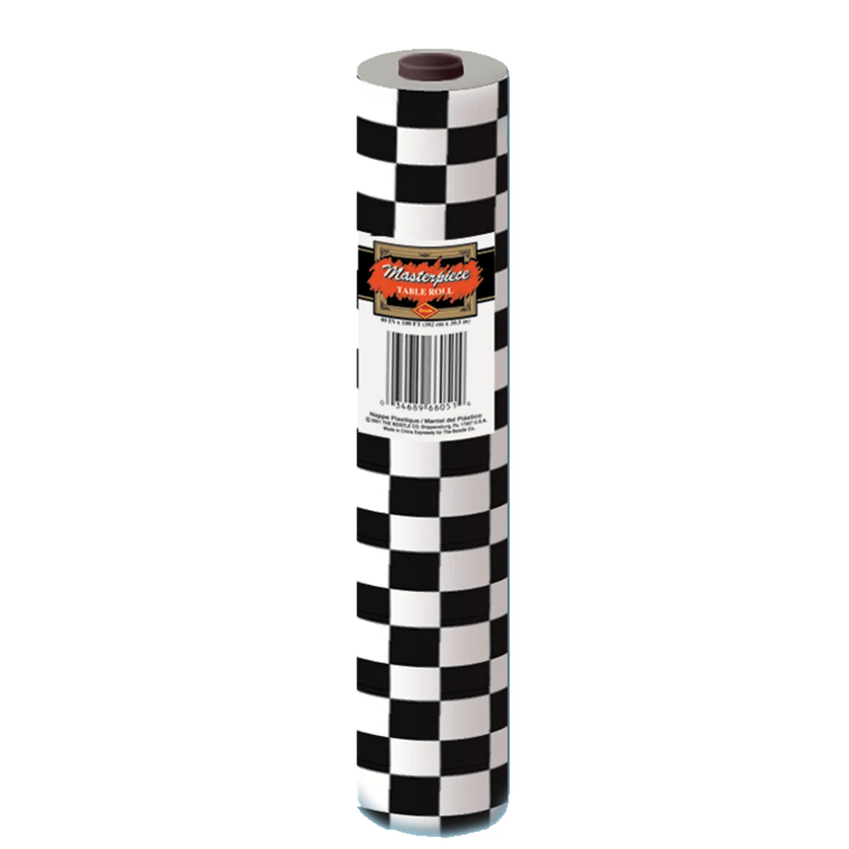 Masterpiece Printed Black & White Checkered Table Roll 1
