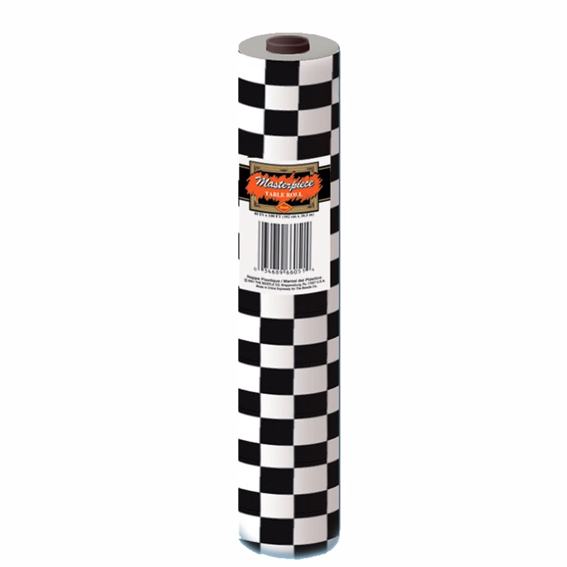 Masterpiece Printed Black & White Checkered Table Roll