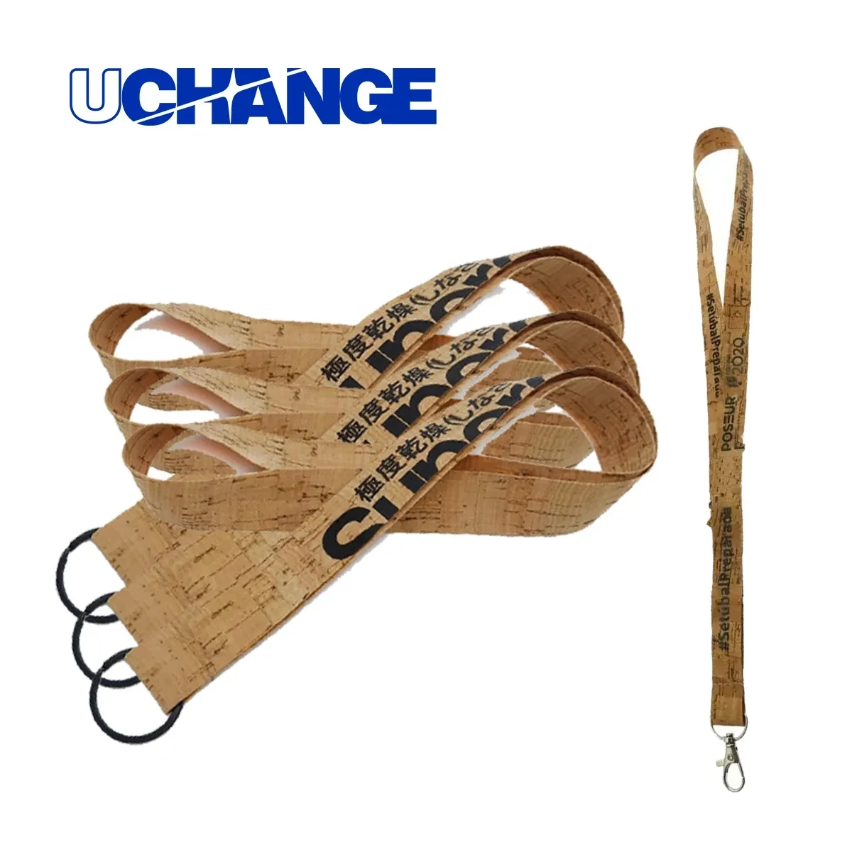Eco Cork Lanyard With Metal Swivel Hook For ID Badges 1