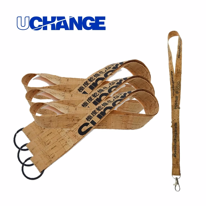 Eco Cork Lanyard With Metal Swivel Hook For ID Badges