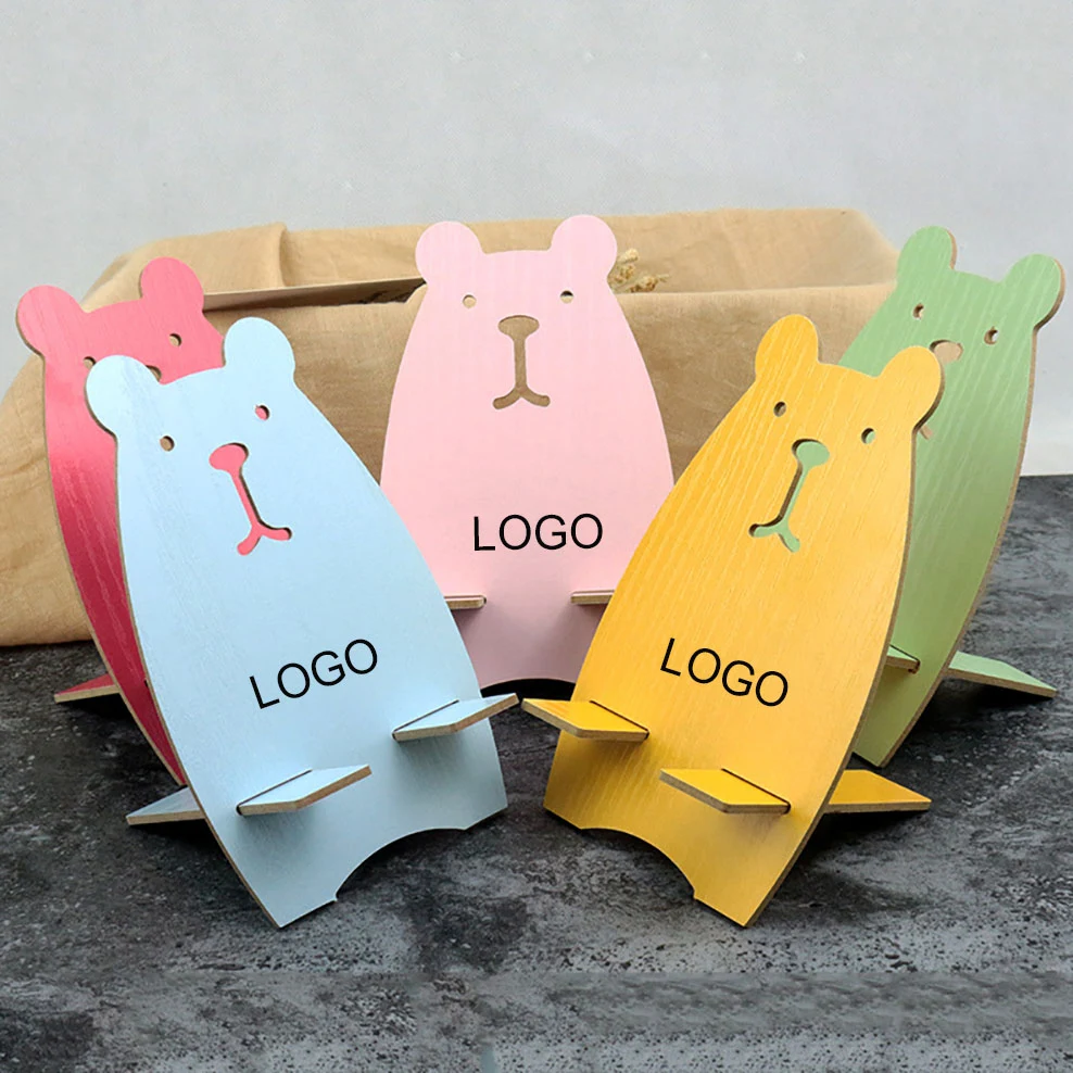 Wooden Bear Shape Portable Cellphone Stand 1