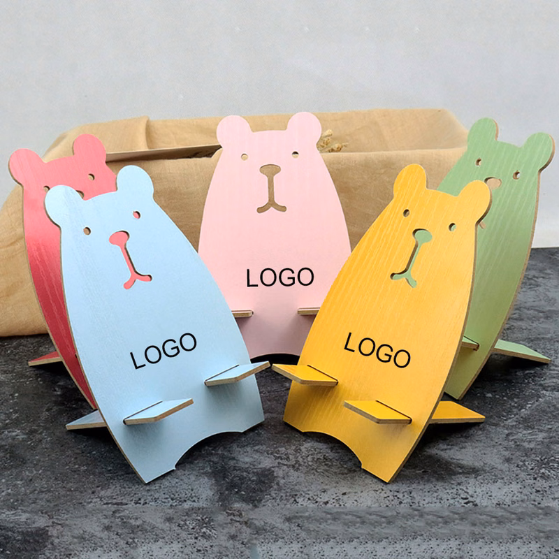 Wooden Bear Shape Portable Cellphone Stand