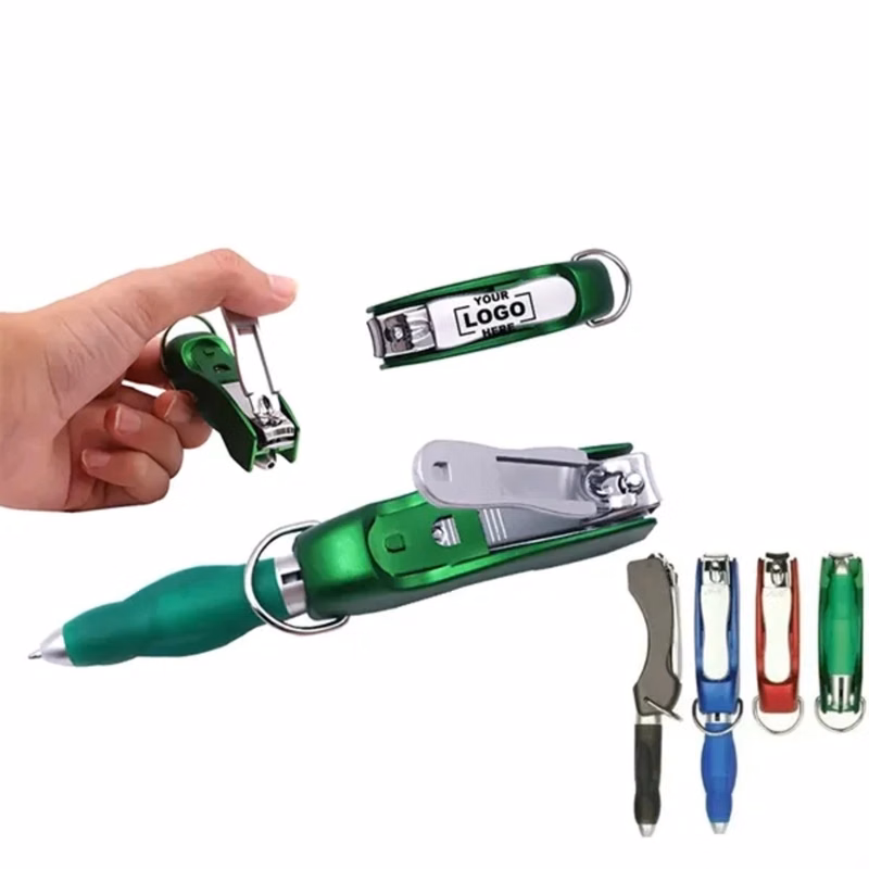 Foldable Ballpoint Pen With Nail Clipper Keychain
