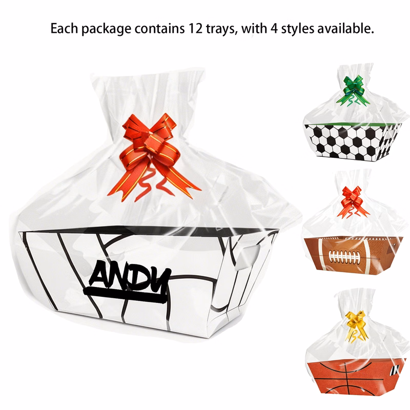 12 Pack Sports Paper Tray with Wrap Bag
