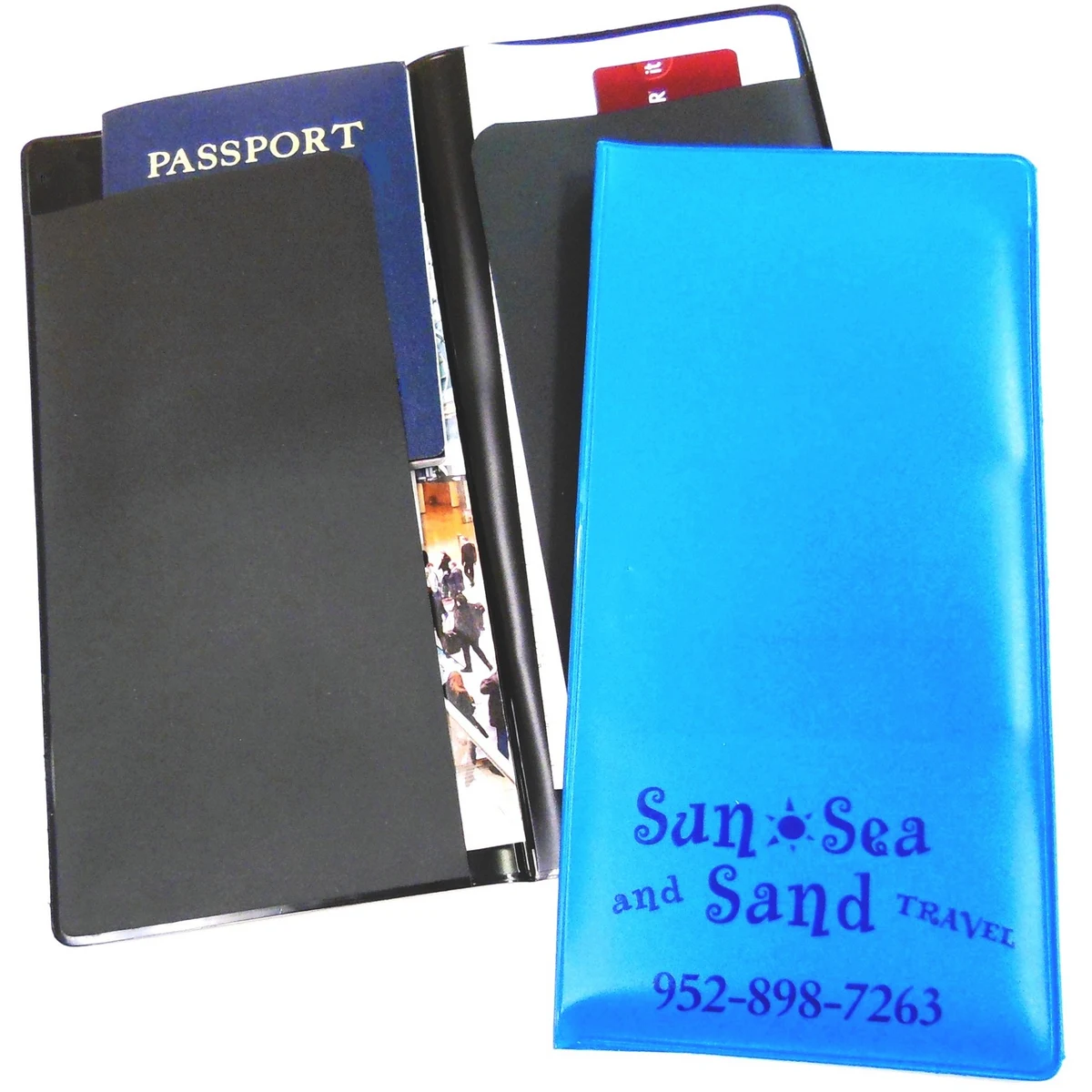 Travel/Insurance Document Holder w/2 Opaque Pockets Inside 4 3/8 x 9 1/4 1