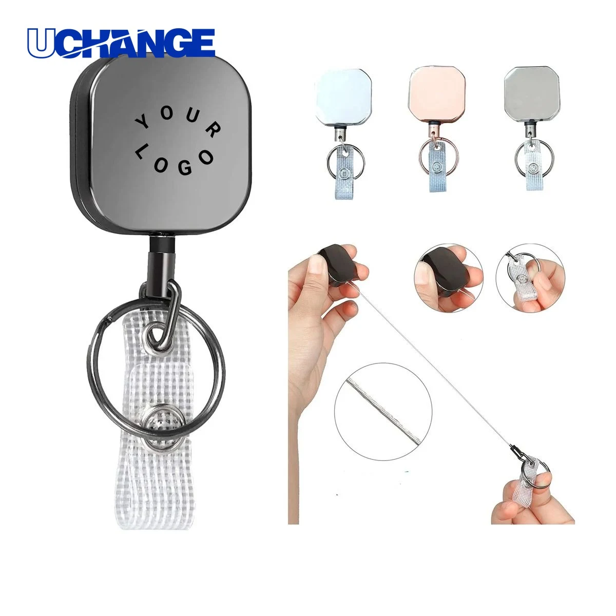 Zinc Alloy Retractable Keychain with Clip for Work Use 1