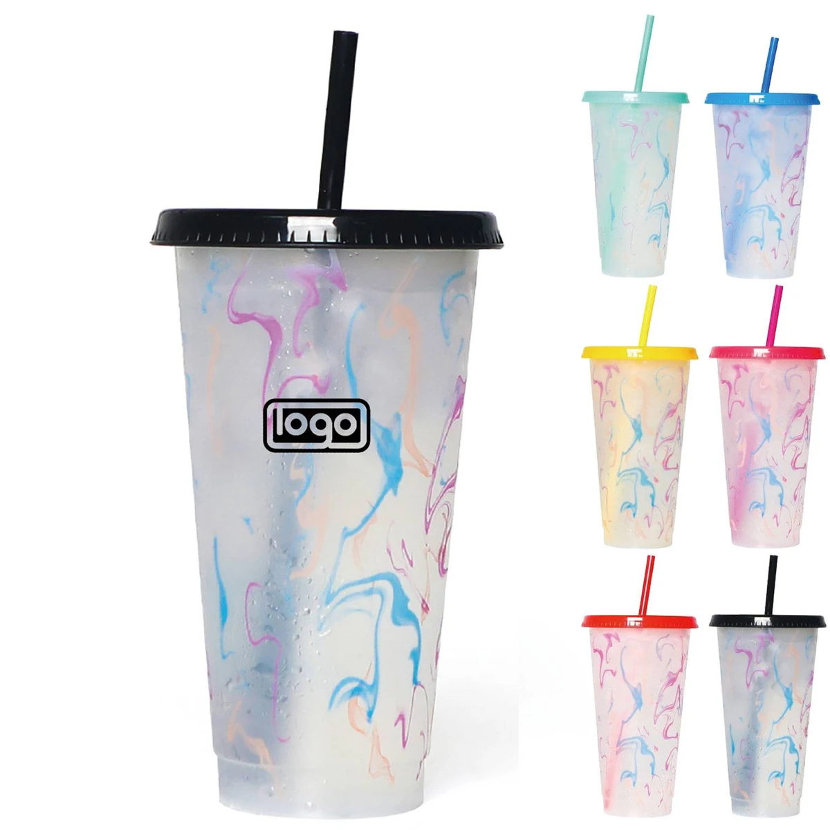 25Oz Color Changing Straw Cup for Iced Coffee & Cold Drinks 1