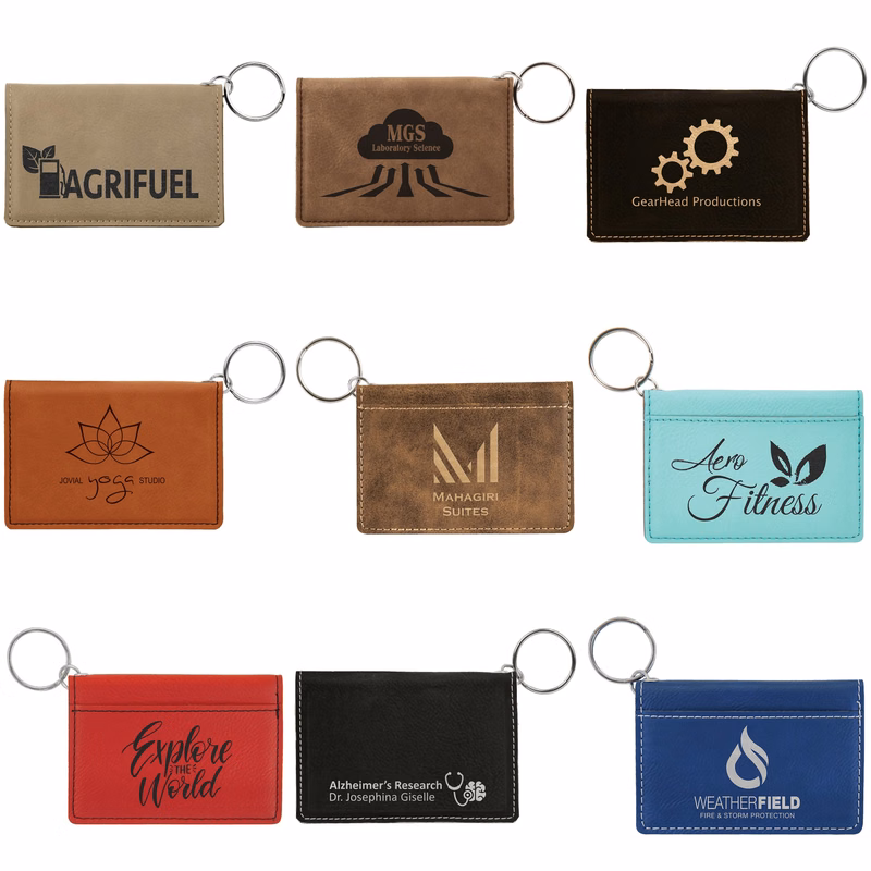 4 1/4" x 3" Leatherette Keychain ID Holder